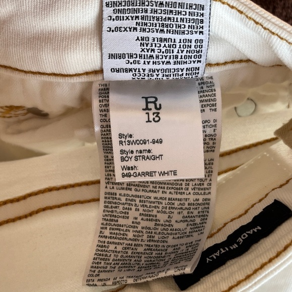 🔻 R13 Boy Straight Denim Garett White Distressed - size 25 - Picture 12 of 16